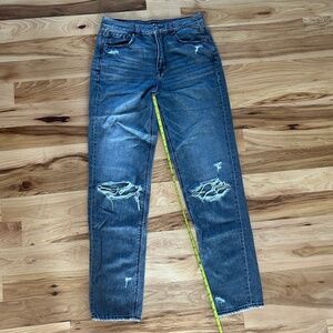 American Eagle AE Women's Blue High Rise Distressed Jeans Size 8 X-Long LN